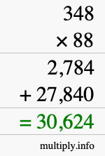 How to calculate 348 times 88 using long multiplication How to calculate 348 times 88 using long multiplication