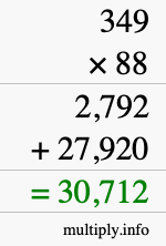 How to calculate 349 times 88 using long multiplication How to calculate 349 times 88 using long multiplication