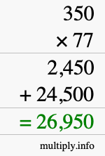 How to calculate 350 times 77 using long multiplication