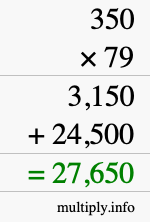 How to calculate 350 times 79 using long multiplication