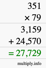 How to calculate 351 times 79 using long multiplication