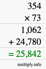 How to calculate 354 times 73 using long multiplication