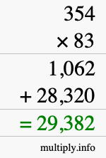 How to calculate 354 times 83 using long multiplication