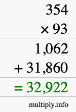 How to calculate 354 times 93 using long multiplication How to calculate 354 times 93 using long multiplication
