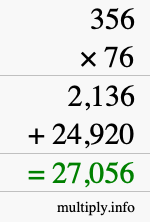 How to calculate 356 times 76 using long multiplication