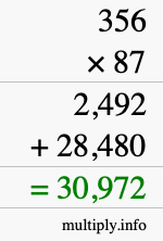 How to calculate 356 times 87 using long multiplication How to calculate 356 times 87 using long multiplication