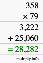 How to calculate 358 times 79 using long multiplication