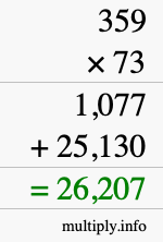 How to calculate 359 times 73 using long multiplication
