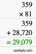 How to calculate 359 times 81 using long multiplication