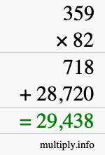 How to calculate 359 times 82 using long multiplication