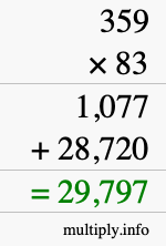 How to calculate 359 times 83 using long multiplication