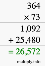 How to calculate 364 times 73 using long multiplication