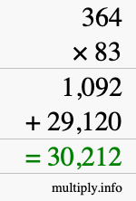 How to calculate 364 times 83 using long multiplication