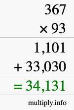 How to calculate 367 times 93 using long multiplication How to calculate 367 times 93 using long multiplication