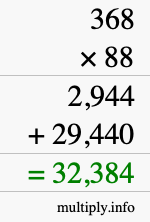How to calculate 368 times 88 using long multiplication