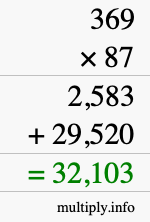 How to calculate 369 times 87 using long multiplication How to calculate 369 times 87 using long multiplication