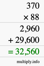 How to calculate 370 times 88 using long multiplication