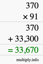 How to calculate 370 times 91 using long multiplication