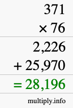 How to calculate 371 times 76 using long multiplication