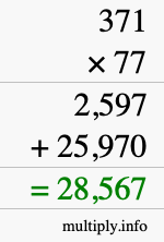 How to calculate 371 times 77 using long multiplication How to calculate 371 times 77 using long multiplication