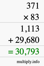 How to calculate 371 times 83 using long multiplication