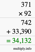 How to calculate 371 times 92 using long multiplication How to calculate 371 times 92 using long multiplication