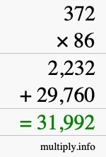 How to calculate 372 times 86 using long multiplication How to calculate 372 times 86 using long multiplication