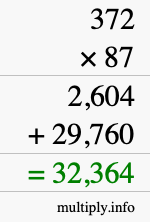 How to calculate 372 times 87 using long multiplication How to calculate 372 times 87 using long multiplication