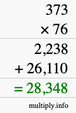 How to calculate 373 times 76 using long multiplication