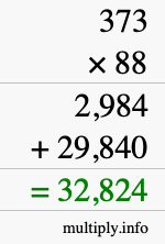 How to calculate 373 times 88 using long multiplication
