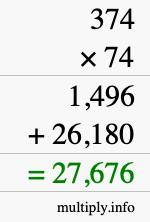 How to calculate 374 times 74 using long multiplication How to calculate 374 times 74 using long multiplication