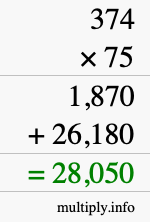 How to calculate 374 times 75 using long multiplication How to calculate 374 times 75 using long multiplication