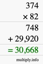 How to calculate 374 times 82 using long multiplication How to calculate 374 times 82 using long multiplication