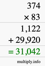 How to calculate 374 times 83 using long multiplication How to calculate 374 times 83 using long multiplication