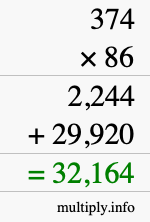 How to calculate 374 times 86 using long multiplication How to calculate 374 times 86 using long multiplication