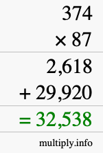 How to calculate 374 times 87 using long multiplication How to calculate 374 times 87 using long multiplication