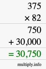 How to calculate 375 times 82 using long multiplication How to calculate 375 times 82 using long multiplication