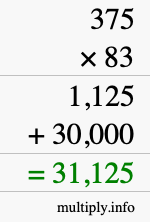 How to calculate 375 times 83 using long multiplication How to calculate 375 times 83 using long multiplication