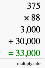 How to calculate 375 times 88 using long multiplication