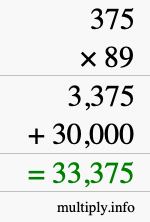 How to calculate 375 times 89 using long multiplication
