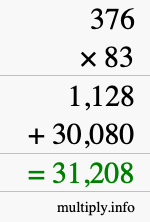 How to calculate 376 times 83 using long multiplication How to calculate 376 times 83 using long multiplication