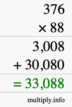 How to calculate 376 times 88 using long multiplication