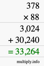 How to calculate 378 times 88 using long multiplication