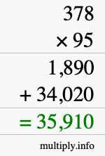 How to calculate 378 times 95 using long multiplication