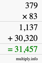 How to calculate 379 times 83 using long multiplication