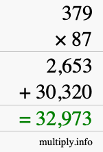 How to calculate 379 times 87 using long multiplication