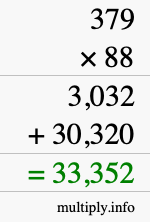 How to calculate 379 times 88 using long multiplication