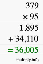 How to calculate 379 times 95 using long multiplication