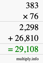 How to calculate 383 times 76 using long multiplication