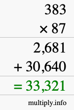 How to calculate 383 times 87 using long multiplication How to calculate 383 times 87 using long multiplication
